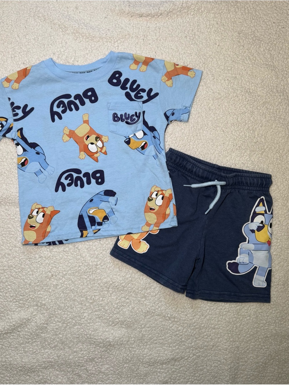 Bluey Kids Tee & Shorts Set - Light Blue & Navy